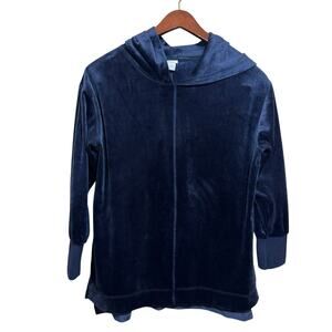 Chico's Zenergy Hoodie Women's 1 Med Long Sleeve Velour Pullover Sweatshirt Blue